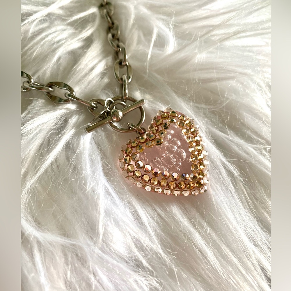 Tarina Tarantino Swarovski Crystal Heart Toggle Necklace Pink - Picture 2 of 8